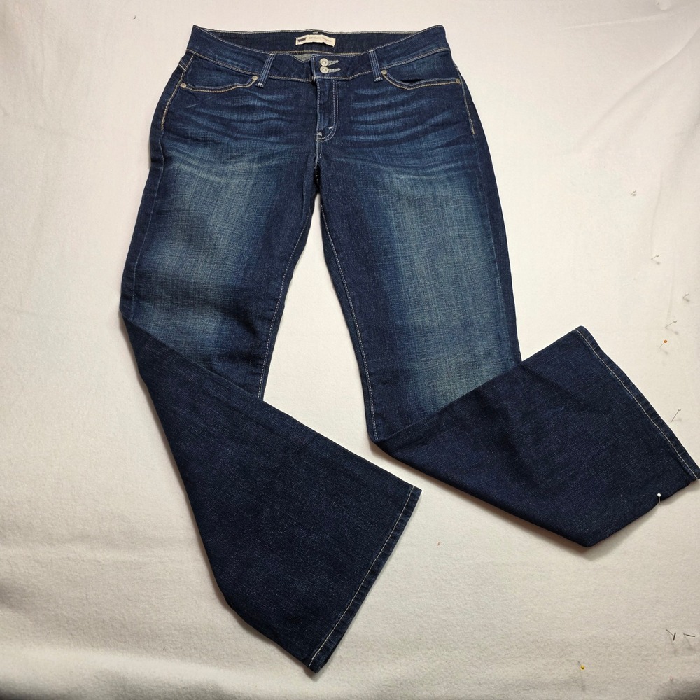 Levis 529 Curvy Bootcut Jeans Dark Wash Blue Denim Flap Pocket Women 14M W32 L32